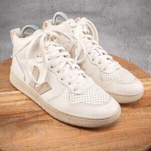 Veja V-15 Women’s Sneakers Shoes Size 6 Leather Lace up High Top White